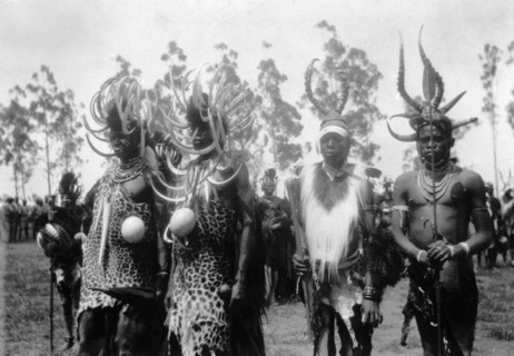 African leaders at the North Kavirondo show. Four African leaders await presentation to the