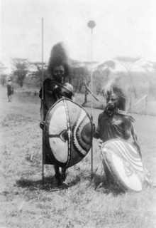 Nandi film extras. Two Nandi warriors recruited as film extras for the 1930 film 'Africa Speaks'.