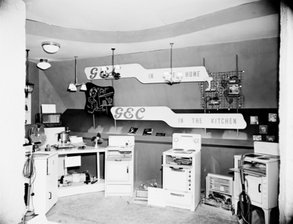 GEC 'in the kitchen'. Household appliances including ovens and washing machines exhibited at the