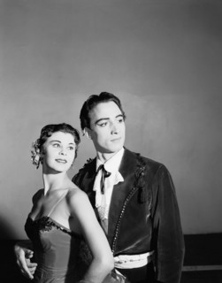 Daphne Dale and Nicholas Polajenko. Dancers Daphne Dale and Nicholas Polajenko, wearing theatrical