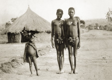 Balanda children on the Bo road. Three semi-naked Balanda children on the road to Bo town. The