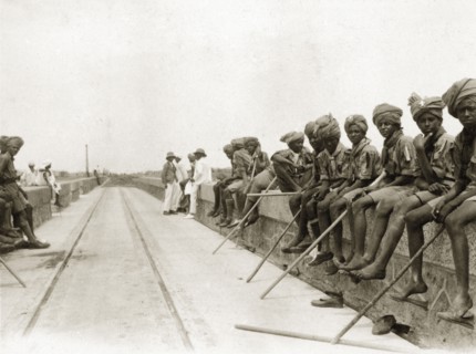 Scout group on the Sennar Dam. An African scout group sit on top of the nearly completed Sennar Dam