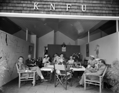 The KNFU at the Royal Show. A group of Europeans sit around tables at the KNFU (Kenya National