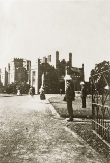Government House, Adelaide. Uniformed guards on the driveway leading up to Government House.