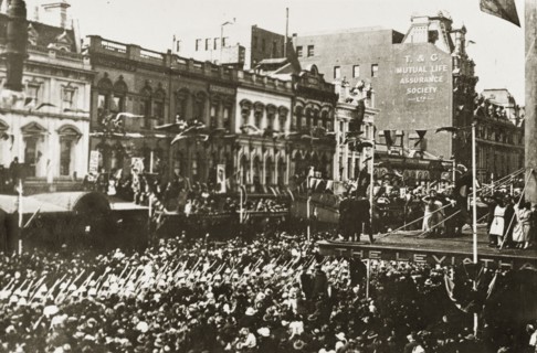 British Special Service Squadron parade. A procession of men from the British Special Service