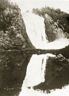 The Montmorency Falls near Quebec. The Montmorency Falls cascade down a rockface from a height of