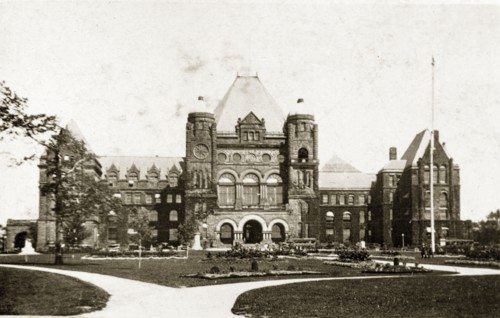 Parliament buildings, Toronto. Parliament buildings surrounded by formal gardens. Toronto, Canada,