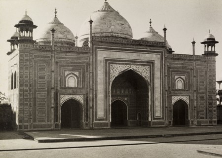 The Taj Mosque. The ornately decorated Taj Mosque, a red sandstone temple located inside the Taj