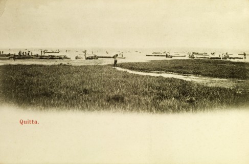 Boats at Quitta, Gold Coast. Fishing vessels at sea off the coast at Quitta. Quitta, Gold Coast