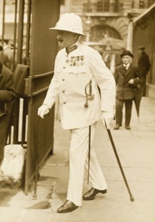 Arriving for a 'levee' at St. James' Palace. A uniformed British dignitary arrives at St. James'