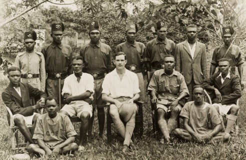 Akim Oda Forest Reserve staff. Group portrait of African staff at the Akim Oda Forest Reserve, with