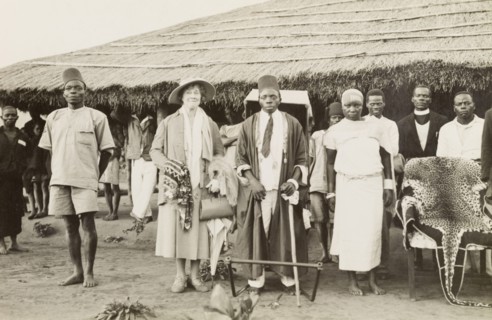 Lady Bledisloe with an African chief. Lady Bledisloe poses beside an African chief and his wife