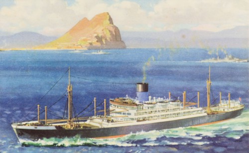 S.S. Perseus. A postcard depicts the S.S. Perseus at sea. Built in 1910, the steamer operated on