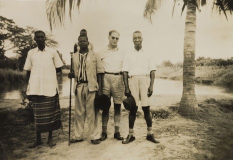Reverend W. Harrison on a Tana River safari. Portrait of Reverend W. Harrison, a British Methodist