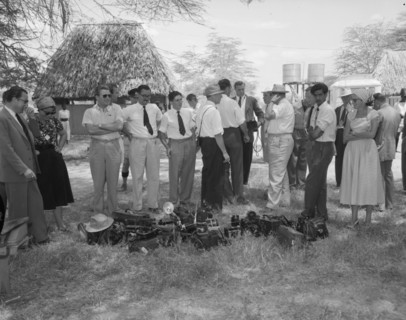 Photographers at Amboseli. Photographers at a welcoming ceremony for Princess Margaret wait for