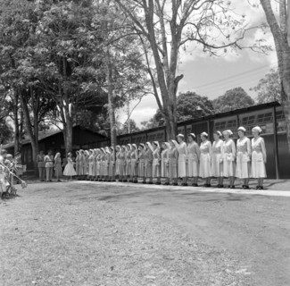 Princess Margaret meets British Military Hospital nurses. European nurses from the British Military