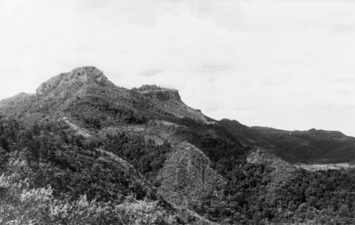 Typical Mau Mau country. Landscape typical of the highlands surrounding Mount Kenya. Forested with