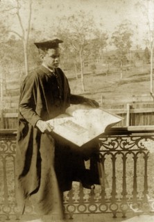 Professor Goosey', Australia. Staged amateur portrait of 'Professor Goosey', Evan Pughe, dressed up