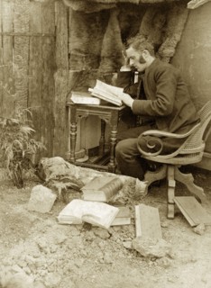 Reverend Thomas St John Parry Pughe. Staged outdoors portrait of 'Tom', the Reverend Thomas St John