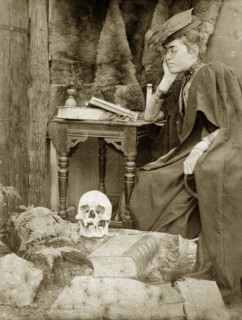 Academic 'recluse', Australia. Staged outdoors portrait of Prunella 'Prue' Brodribb, dressed up as