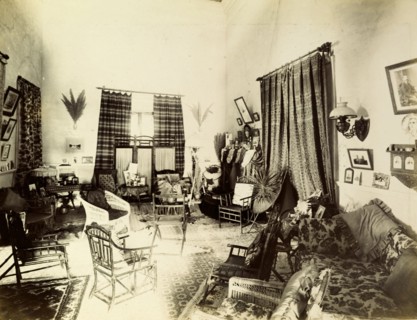 Mrs Morton's drawing room. Interior shot of a traditionally Victorian drawing room belonging to