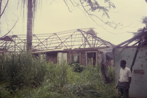 The remains of Dr Edmond's house. The skeleton of a building identified as 'Dr Edmond's house', one