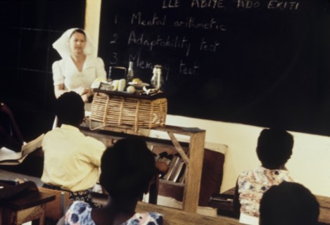 PTS nursing exam. A qualified nurse presides over a Preliminary Training School (PTS) entrance