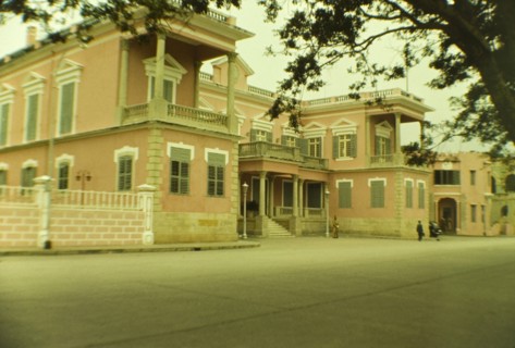 Government House, Macau. The pink walls and shuttered windows of the former Government House in
