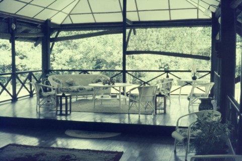 Veranda at the Panitola tea estate. The veranda attached to the Superintendent's bungalow ('burra