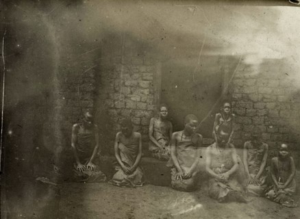 Sufferers from sleeping sickness, Uganda. A group of women and girls suffering from sleeping