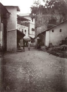 Zanzibar street. A small street in Zanzibar winds up a hill in the city centre. Zanzibar