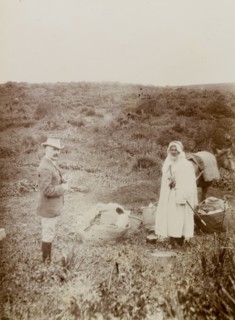 European excursion, Morocco. A European man identified as 'Hunter', talks with his local guide or