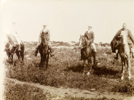 Four horsemen, Morocco. Portrait of four men on horseback. The two central figures are certainly