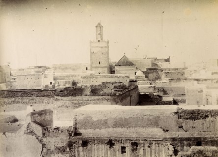 A mosque in Safi. View of a mosque across the rooftops in Safi. Safi, Morocco, 1898. Safi, Safi,