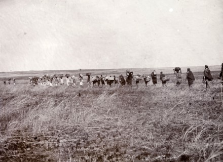 Safari to Lake Baringo. Frederick Stanbury's entourage of porters and servants make their way