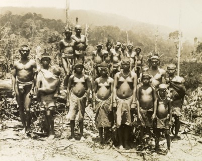 North Malaysian aborigines. Portrait of a large group of Malaysian aborigines at Ula Ringat.