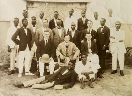 Staff of the African Oil Nuts Company. Group portrait of European and African staff of the African