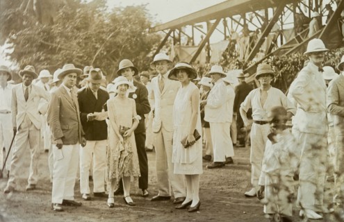 Easter races, Lagos. A crowd, predominantly European, at the Easter Races. Lagos, Nigeria, 1928.