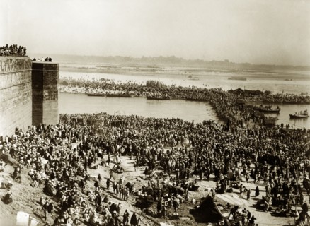 Pilgrims at the Kumbh Mela. Distant view of masses of pilgrims at the Kumbh Mela. Allahabad, United