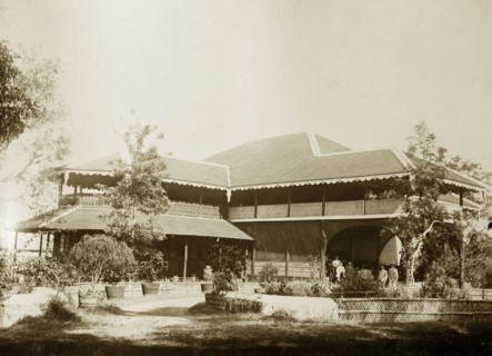 The Bank of Bengal, Burma (Myanmar). Exterior view of the Bank of Bengal building. Sittwe, Burma