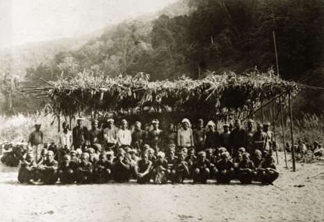 Chin tribesmen, Burma (Myanmar). Group portrait of Chin tribesmen from the Chin Hills. Several