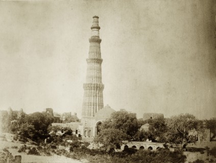 The Qutb Minar, circa 1885. View of the Qutb Minar, one of the greatest monuments of Islamic