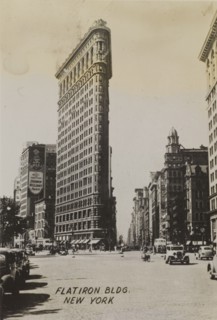Flatiron Building. Ground level view of the Flatiron building, located on the corner of 23rd