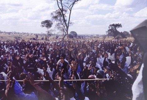 Crowds at an United National Independence Party rally. Supporters at the United National