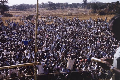Crowd at United National Independence Party rally. View over a crowd of followers at a political