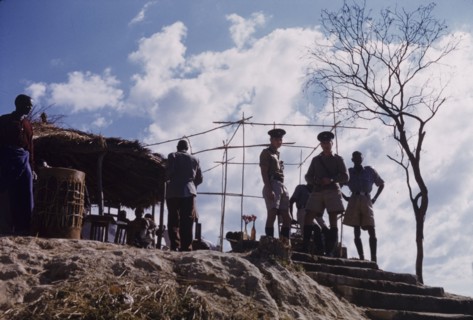 United National Independence Party rally. Policemen and organizers await the arrival of the United