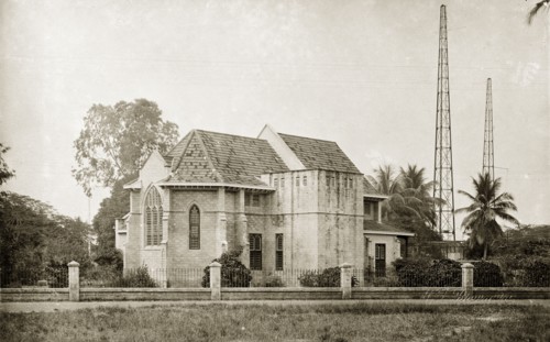 Colonial church, Lagos. Exterior shot of the colonial church. Lagos, Nigeria, circa 1925. Lagos,
