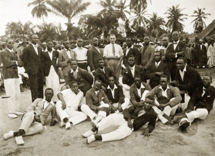 H. Montmorency at Empire Day celebrations. District Officer H. Montmorency (the European man in the