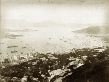 View over Hong Kong. View of Hong Kong city and the bay seen from Victoria Peak. Hong Kong,