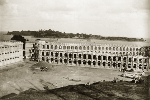 Cellular Jail at Port Blair. Construction of the cellular jail. Port Blair, Andaman Islands, India,